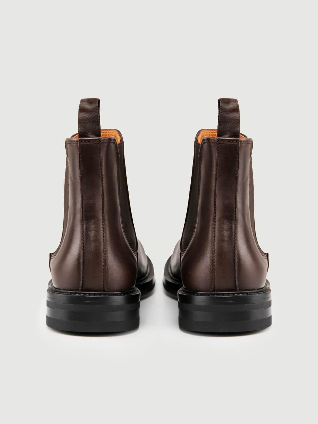 STIVALETTO CHELSEA IN PELLE TESTA MORO