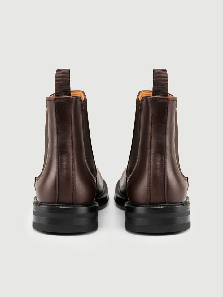 STIVALETTO CHELSEA IN PELLE TESTA MORO