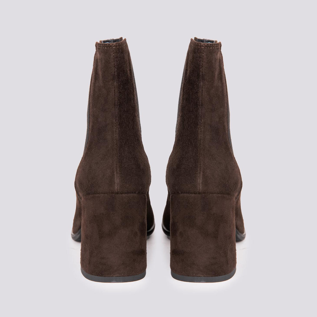 STIVALETTO CON ELASTICI IN CAMOSCIO marrone