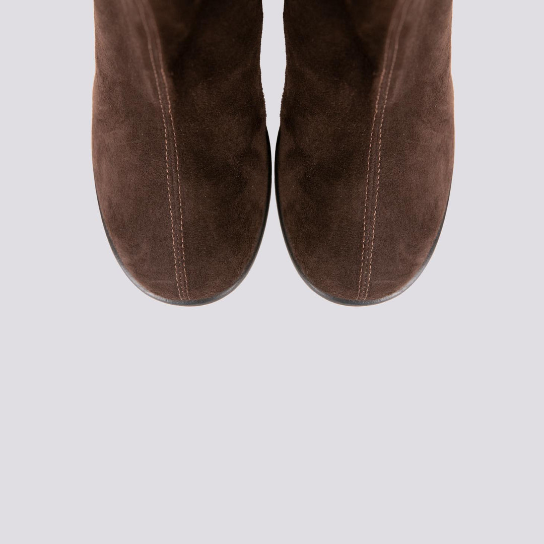 STIVALETTO CON ELASTICI IN CAMOSCIO marrone