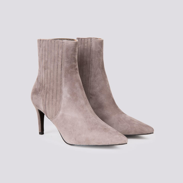STIVALETTO CON TACCO a spillo IN CAMOSCIO GRIGIO