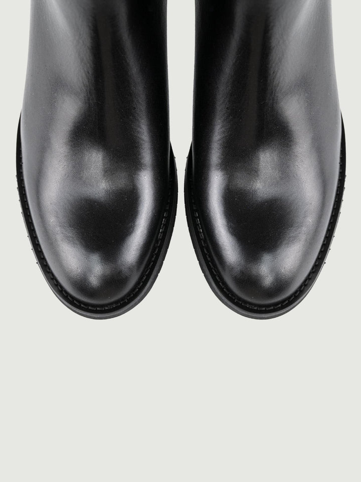 STIVALETTO CON TRIPLO CINTURINO IN PELLE NERO