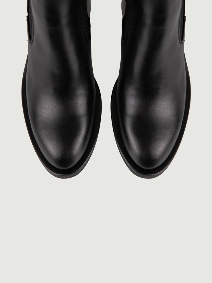 STIVALETTO IN PELLE NERA CON PUNTA ARROTONDATA