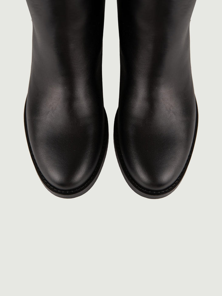 STIVALETTO IN PELLE NERA CON ZEPPA INTERNA