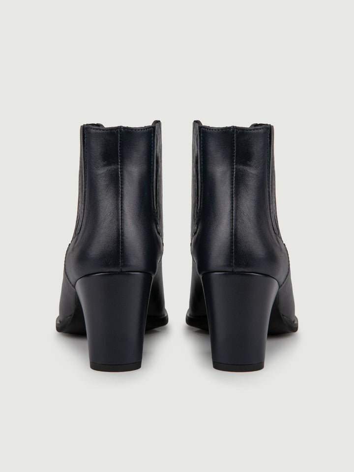 STIVALETTO TEXANO IN PELLE BLU CON SCOLLO
