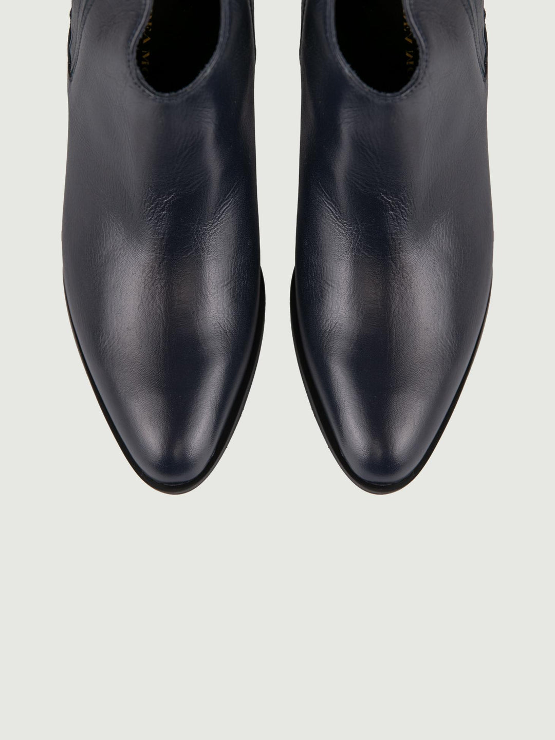 STIVALETTO TEXANO IN PELLE BLU CON SCOLLO