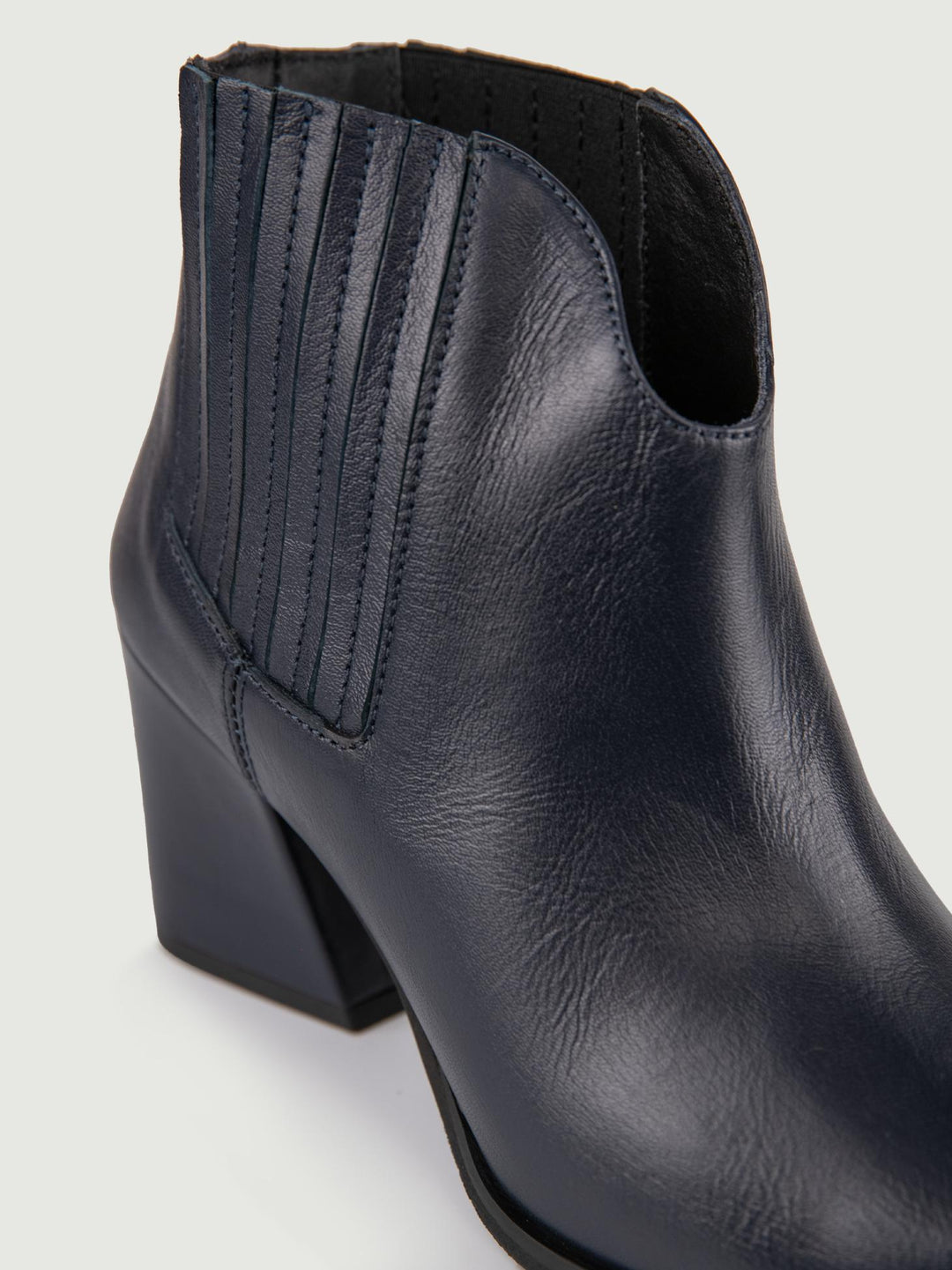 STIVALETTO TEXANO IN PELLE BLU CON SCOLLO