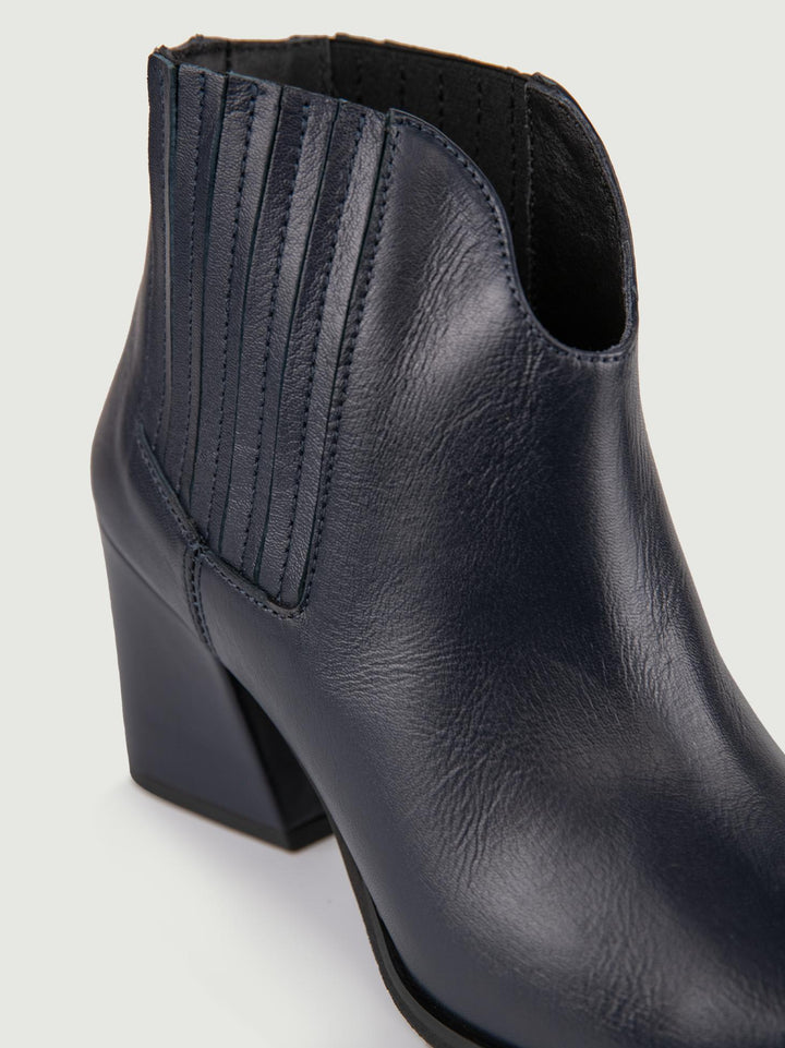 STIVALETTO TEXANO IN PELLE BLU CON SCOLLO