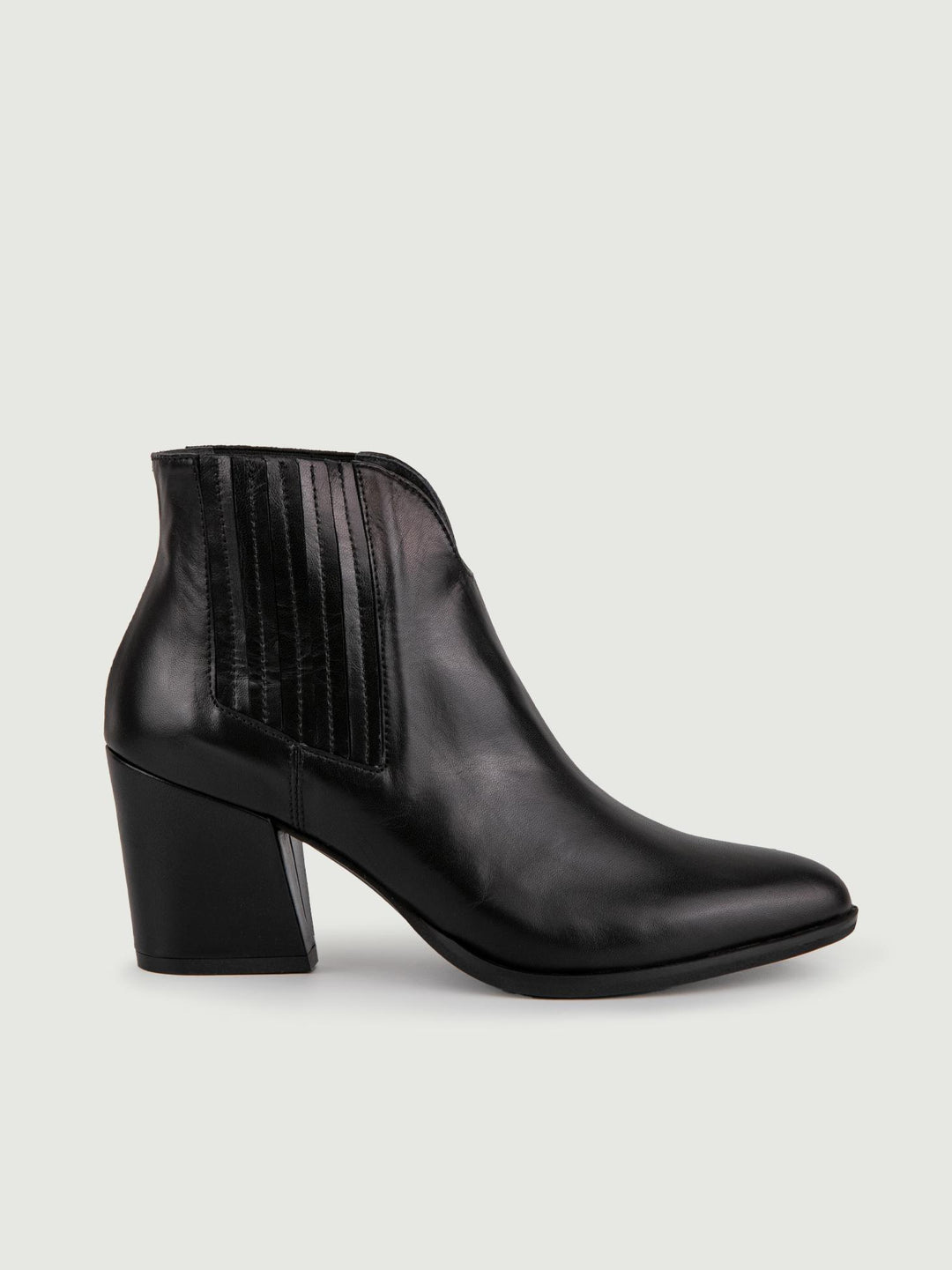 STIVALETTO TEXANO IN PELLE NERA CON SCOLLO ANDREA MORANDO