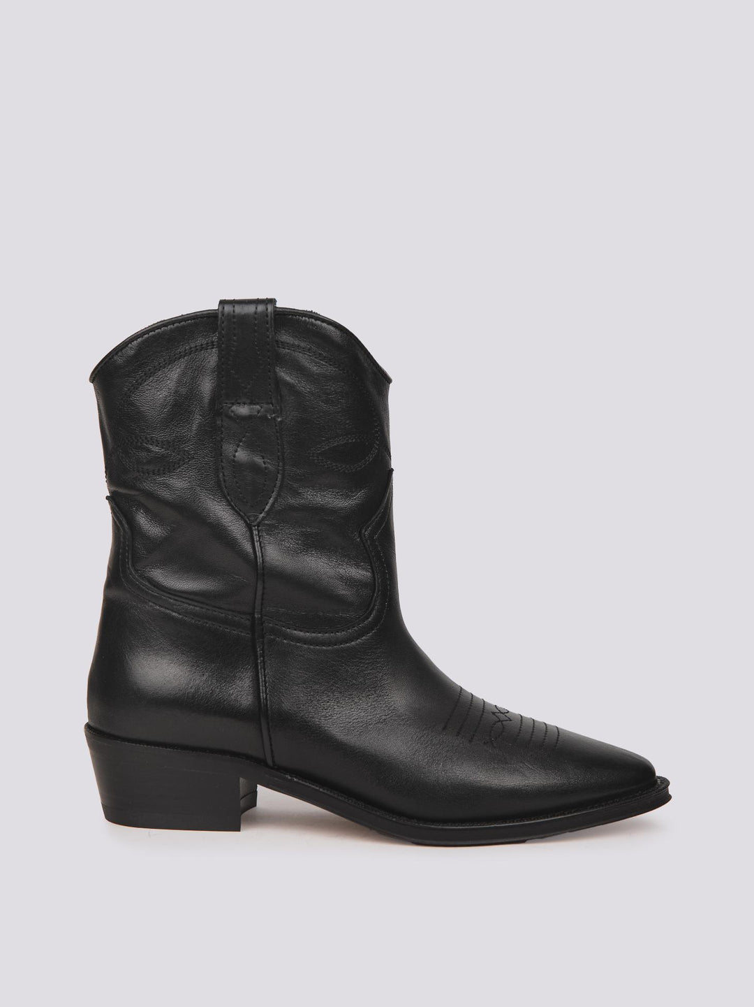 STIVALETTO TEXANO IN PELLE NERO