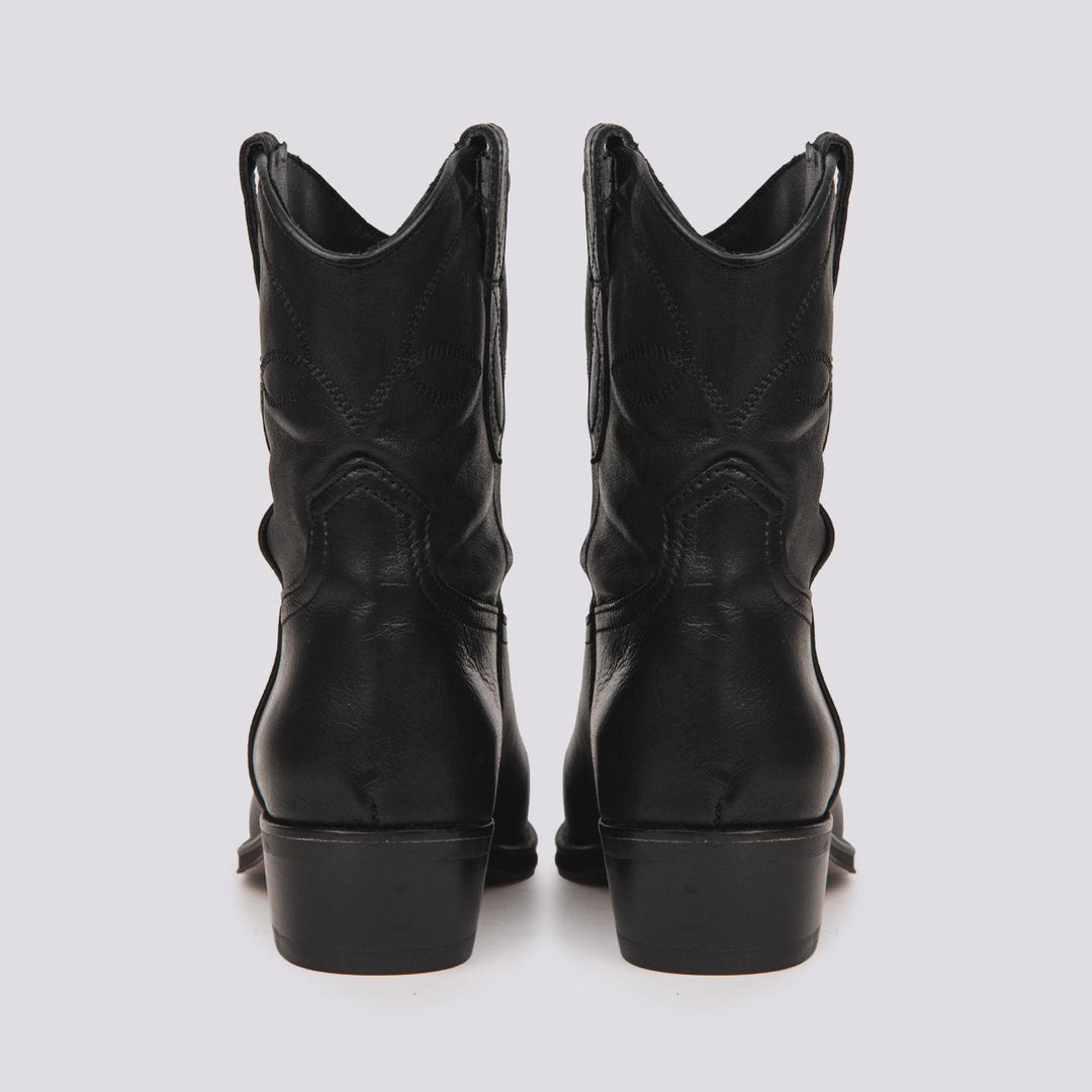 STIVALETTO TEXANO IN PELLE NERO