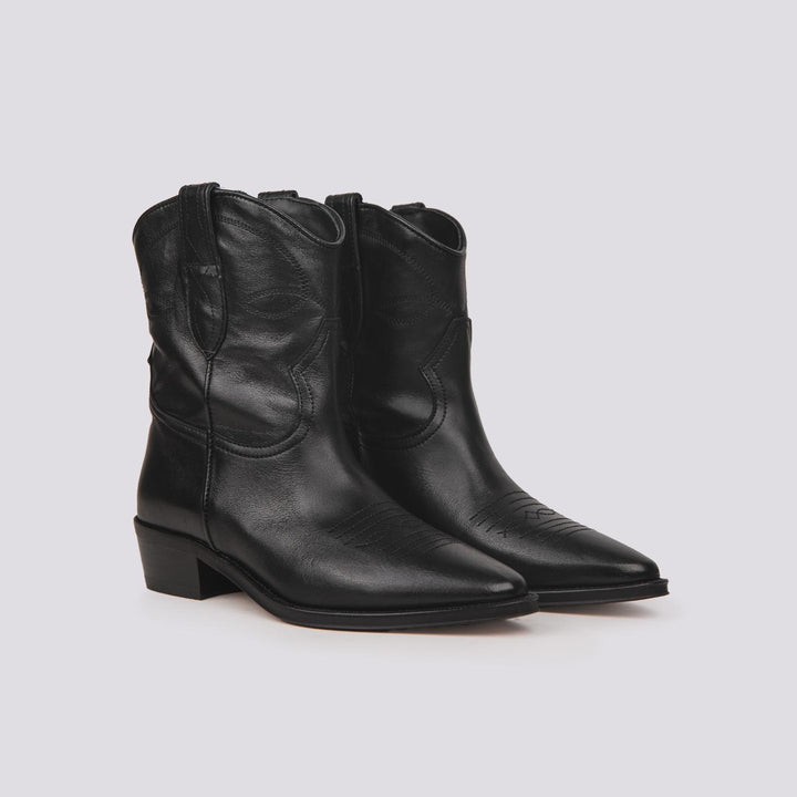 STIVALETTO TEXANO IN PELLE NERO
