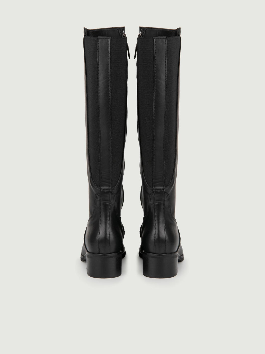 STIVALE ALTO IN PELLE NERA CON ELASTICO