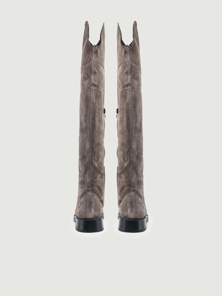 STIVALE ALTO IN PELLE SCAMOSCIATA GRIGIO