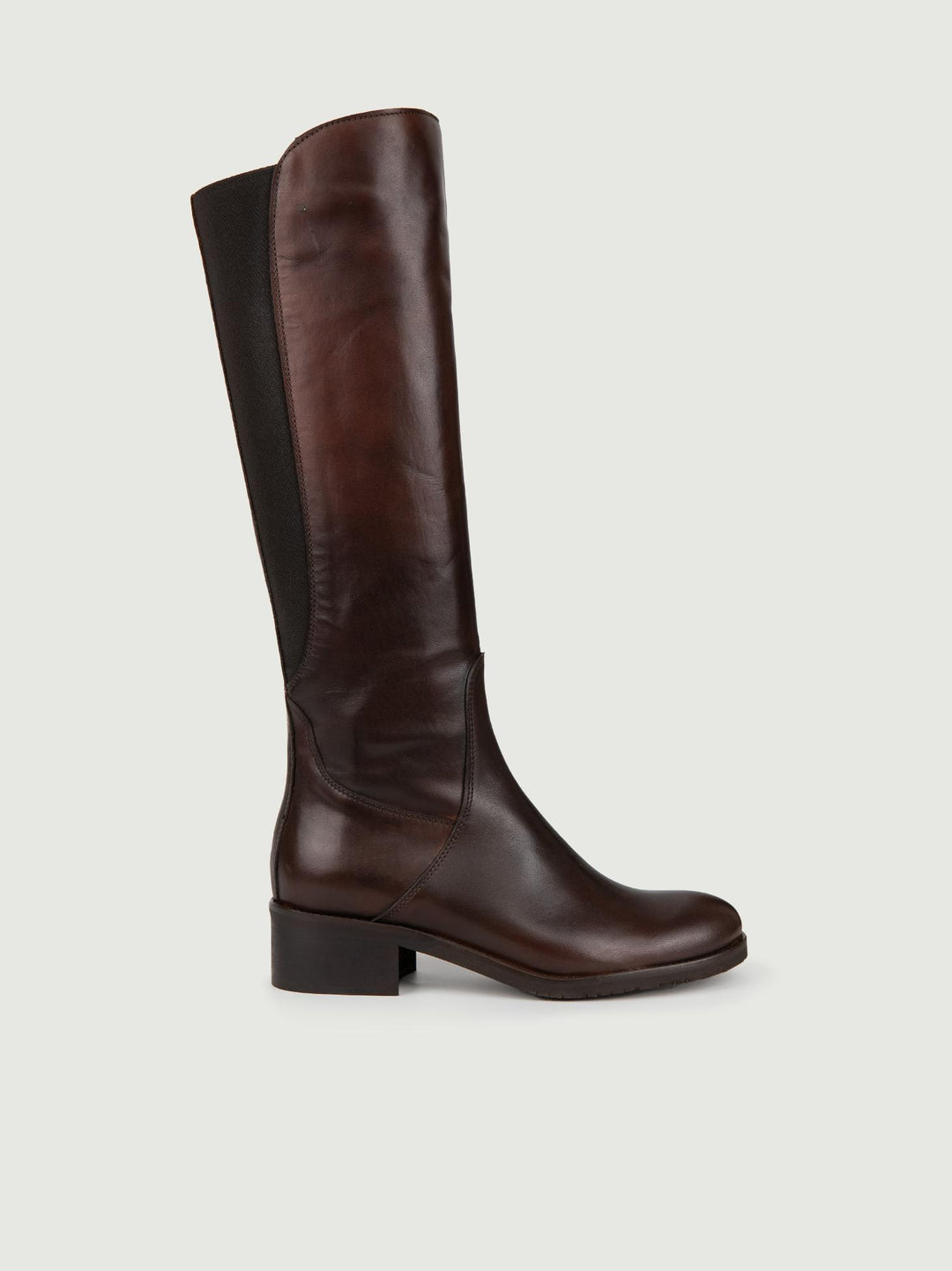 STIVALE ALTO IN PELLE TESTA MORO CON ELASTICO