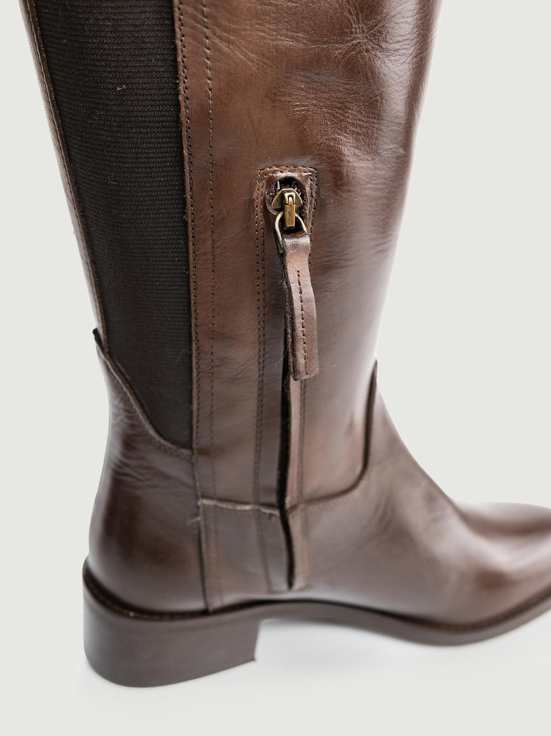 STIVALE CAVALLERIZZA IN PELLE TESTA MORO