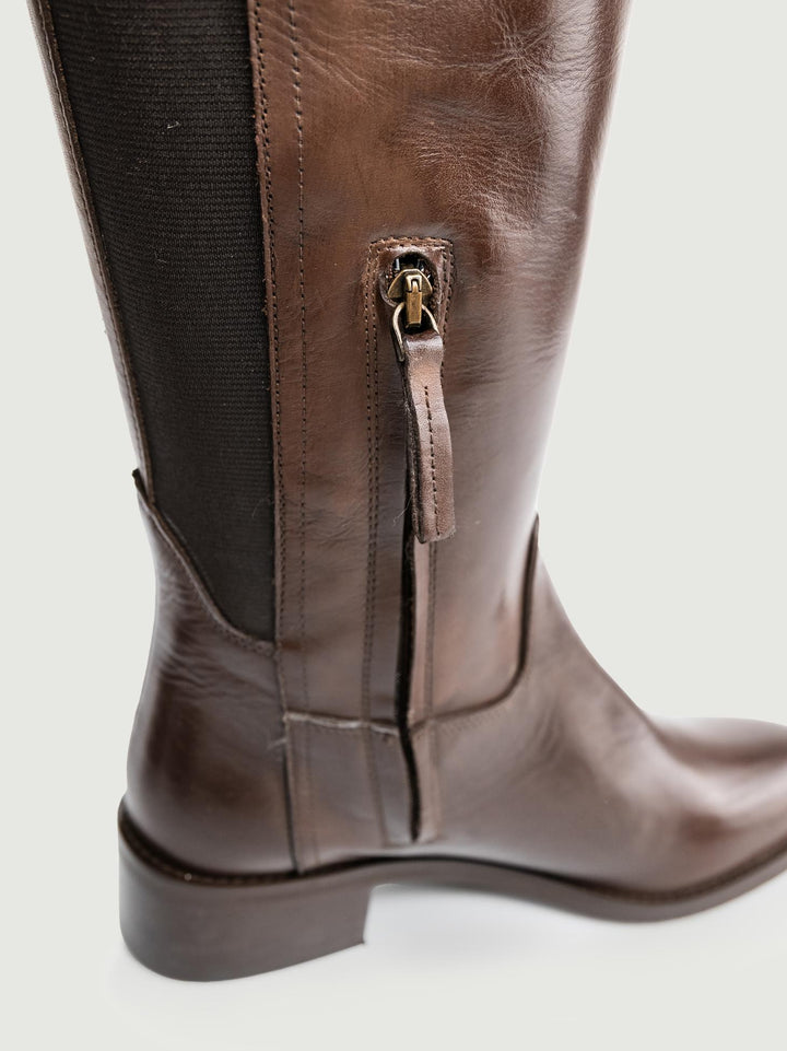 STIVALE CAVALLERIZZA IN PELLE TESTA MORO