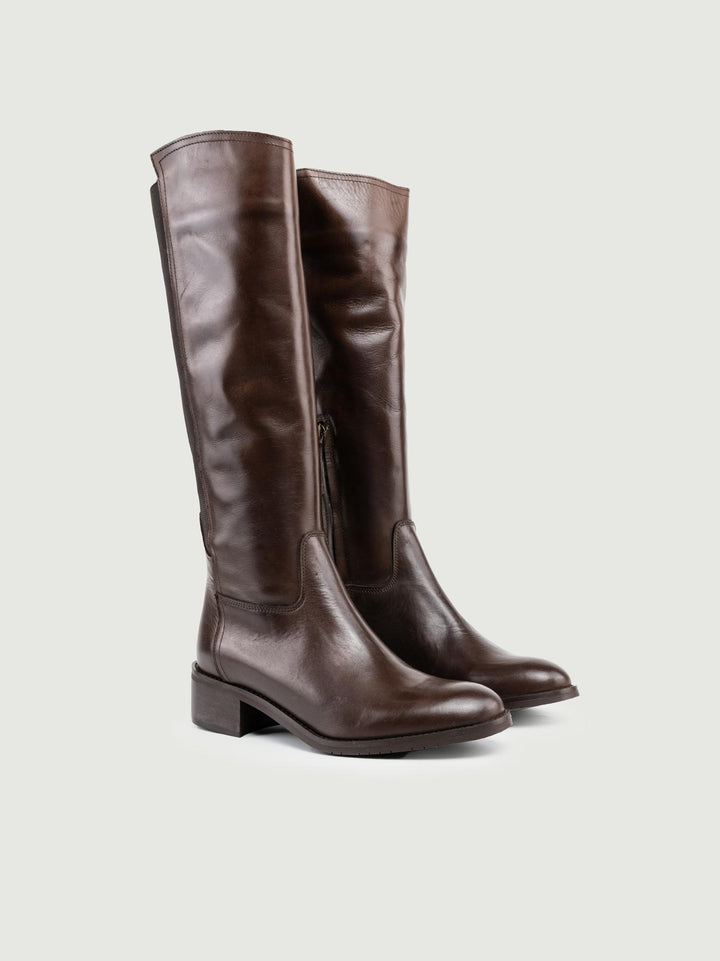 STIVALE CAVALLERIZZA IN PELLE TESTA MORO