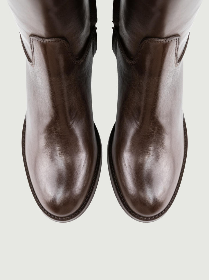 STIVALE CAVALLERIZZA IN PELLE TESTA MORO