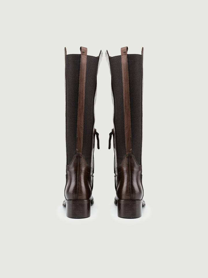 STIVALE CAVALLERIZZA IN PELLE TESTA MORO