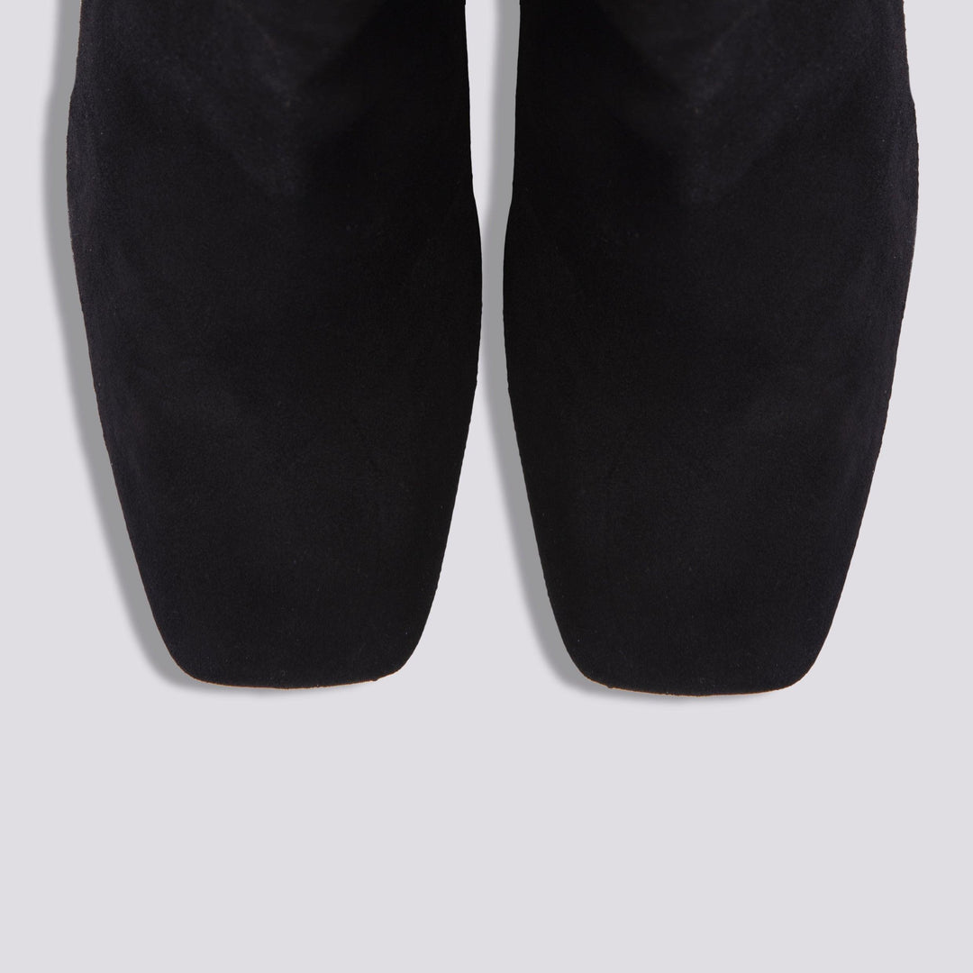 STIVALE IN CAMOSCIO PUNTA SQUADRATA CON TACCO