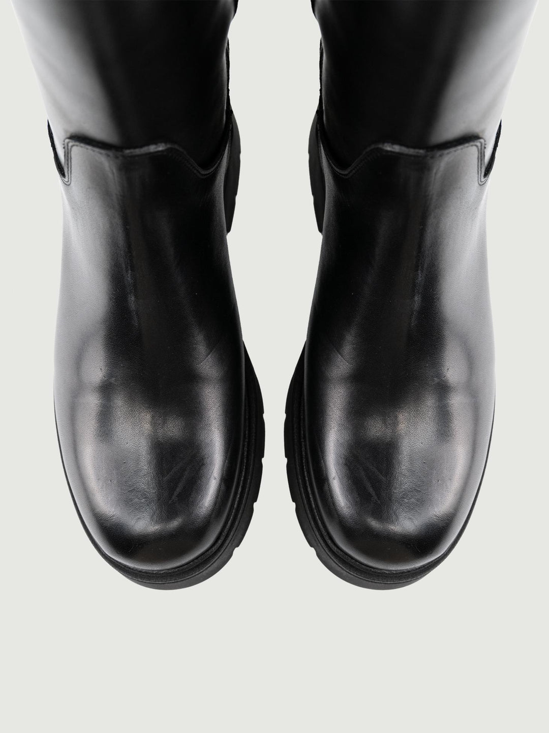 STIVALE IN PELLE NERO CON INSERTO CINTURINO