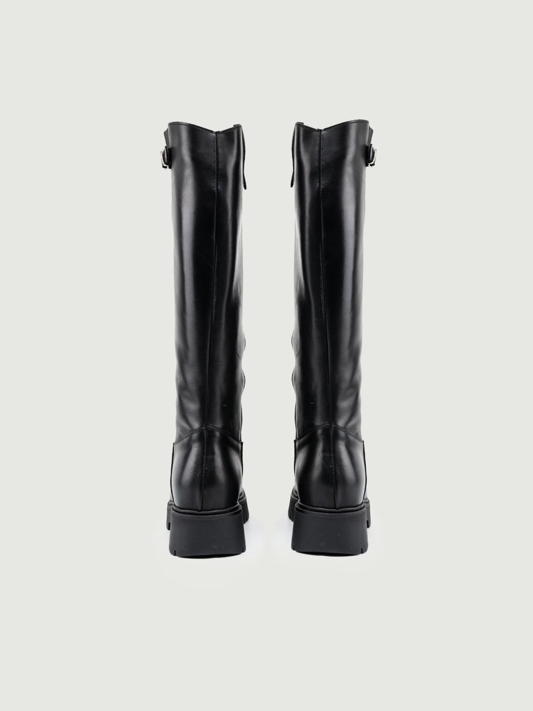 STIVALE IN PELLE NERO CON INSERTO CINTURINO