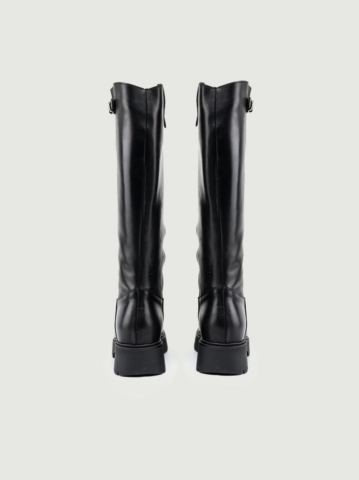 STIVALE IN PELLE NERO CON INSERTO CINTURINO
