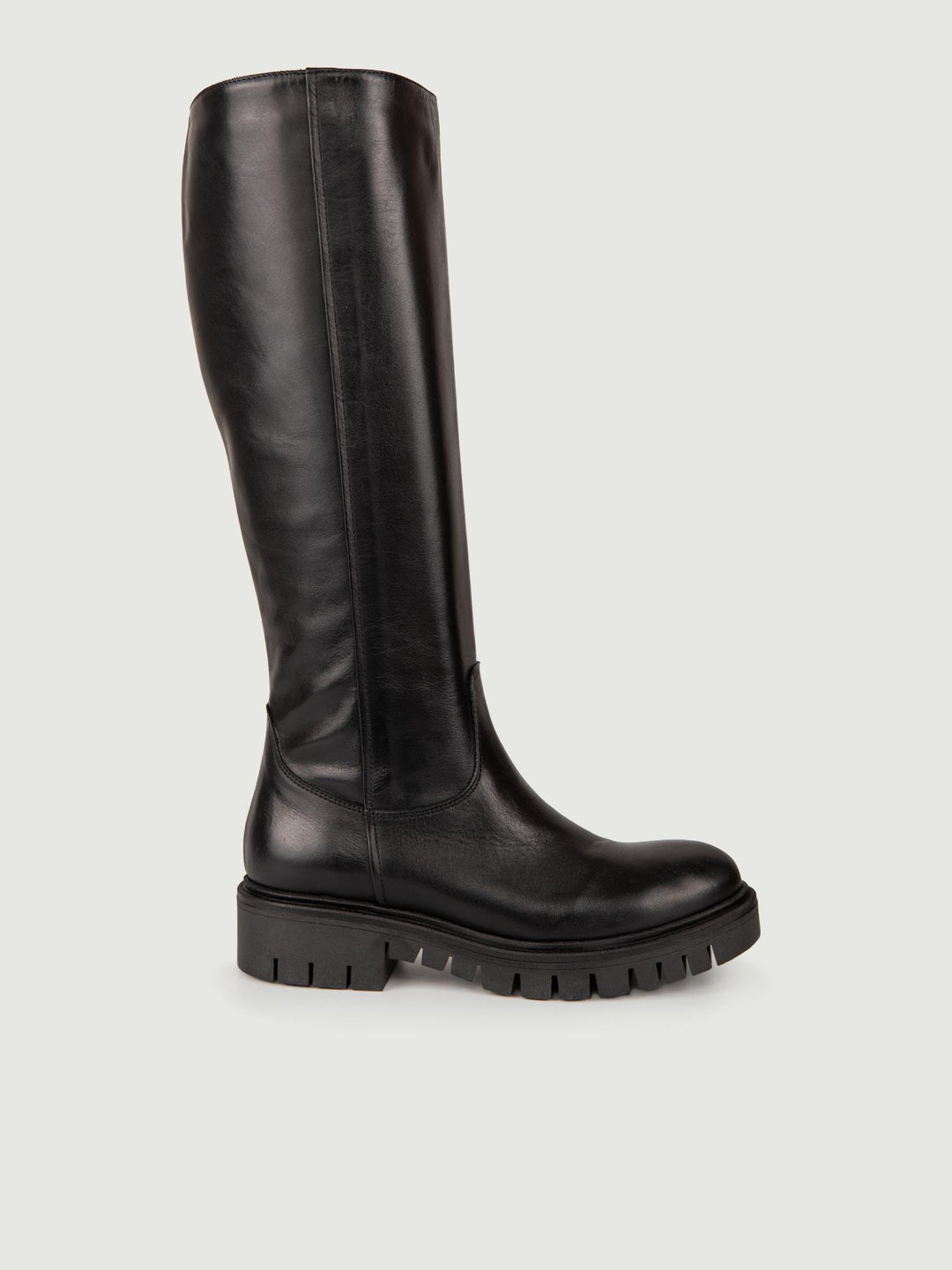 STIVALE IN PELLE NERO CON MAXI PARA