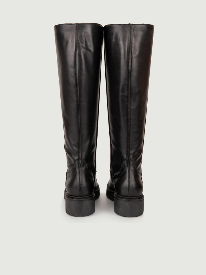 STIVALE IN PELLE NERO CON MAXI PARA