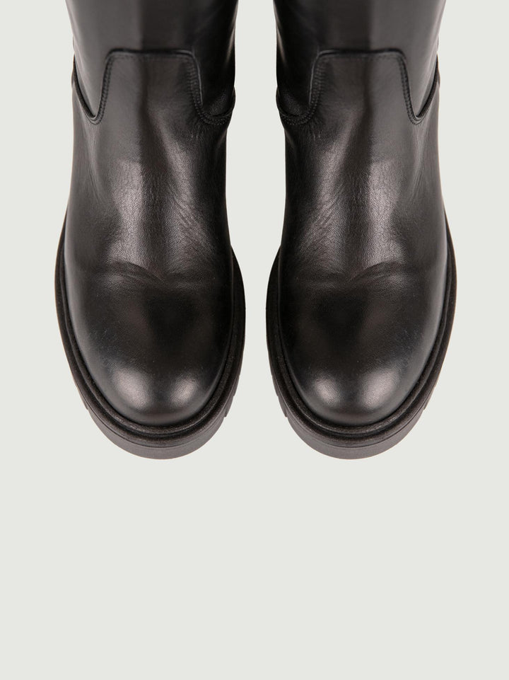 STIVALE IN PELLE NERO CON MAXI PARA