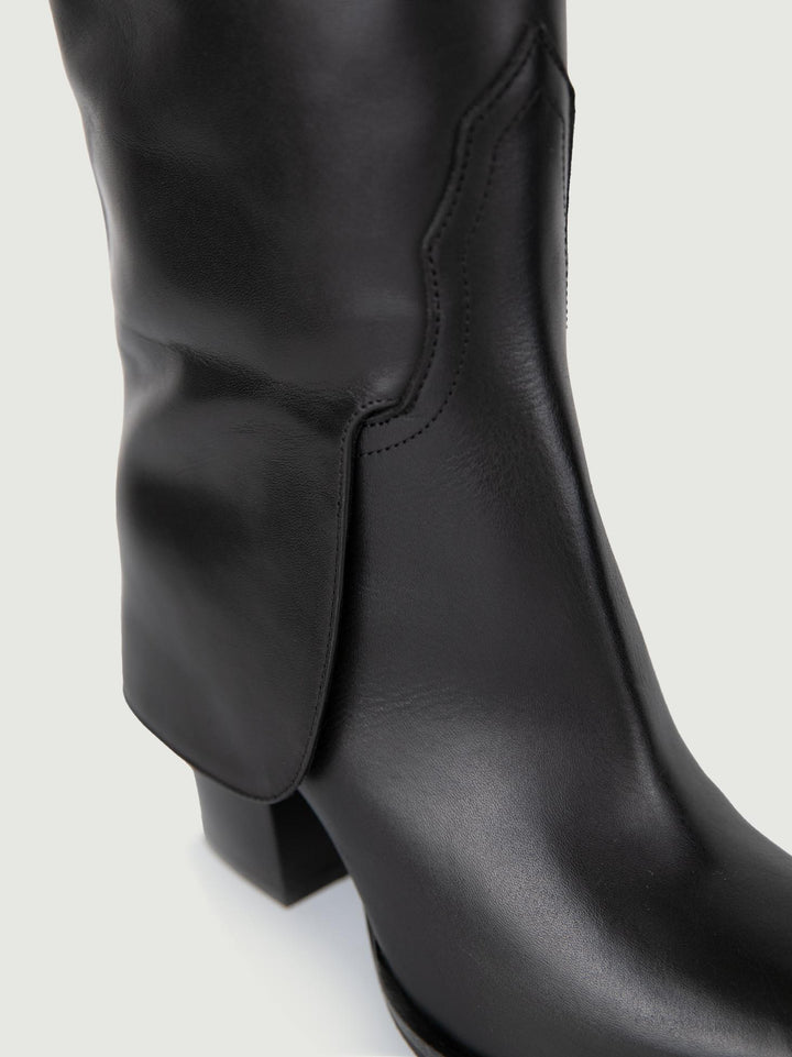 STIVALE TEXANO IN PELLE NERA.
