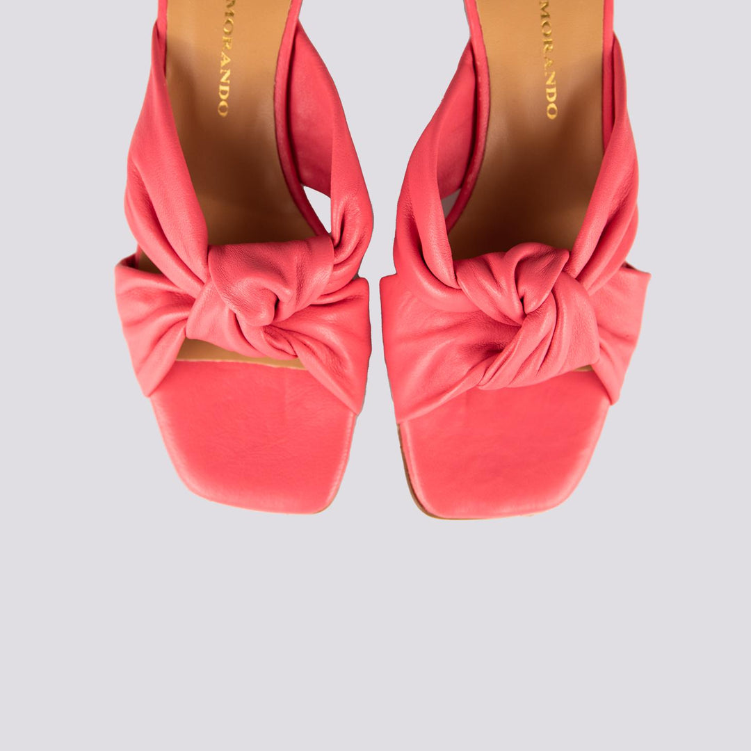 Sabot in pelle fucsia con nodo