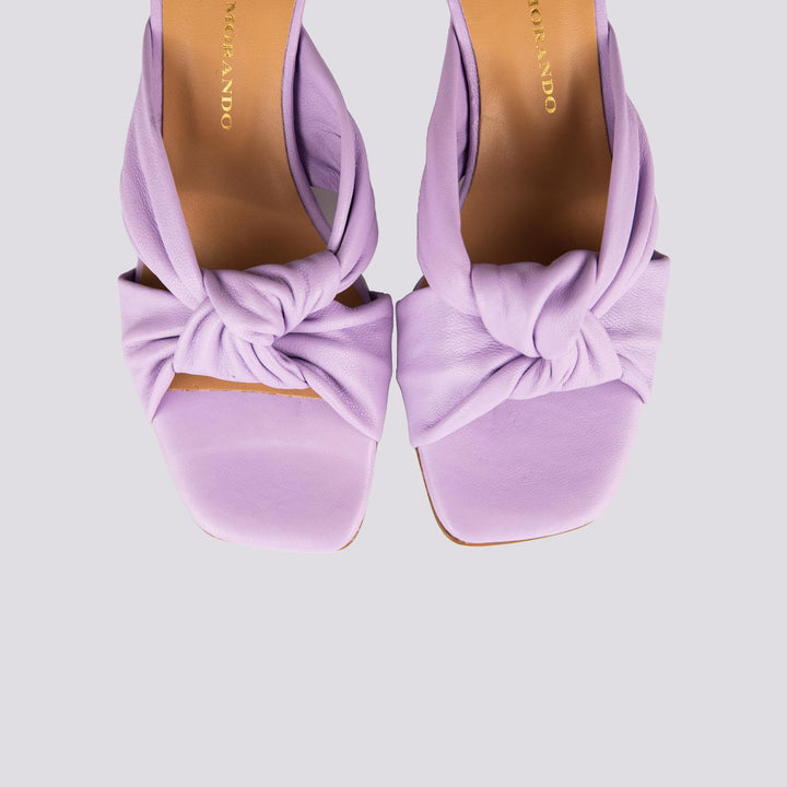 Sabot in pelle glicine con nodo