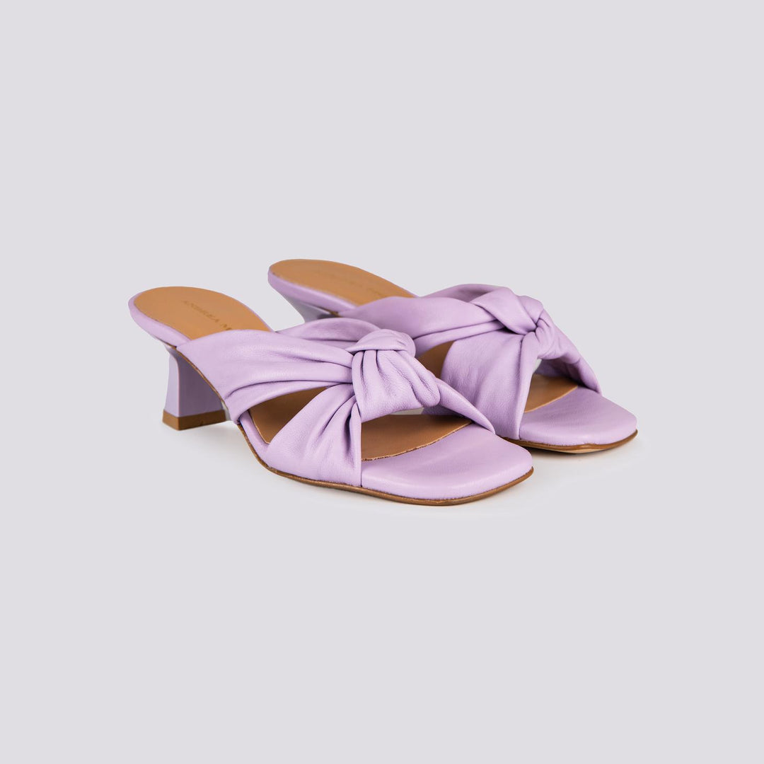 Sabot in pelle glicine con nodo