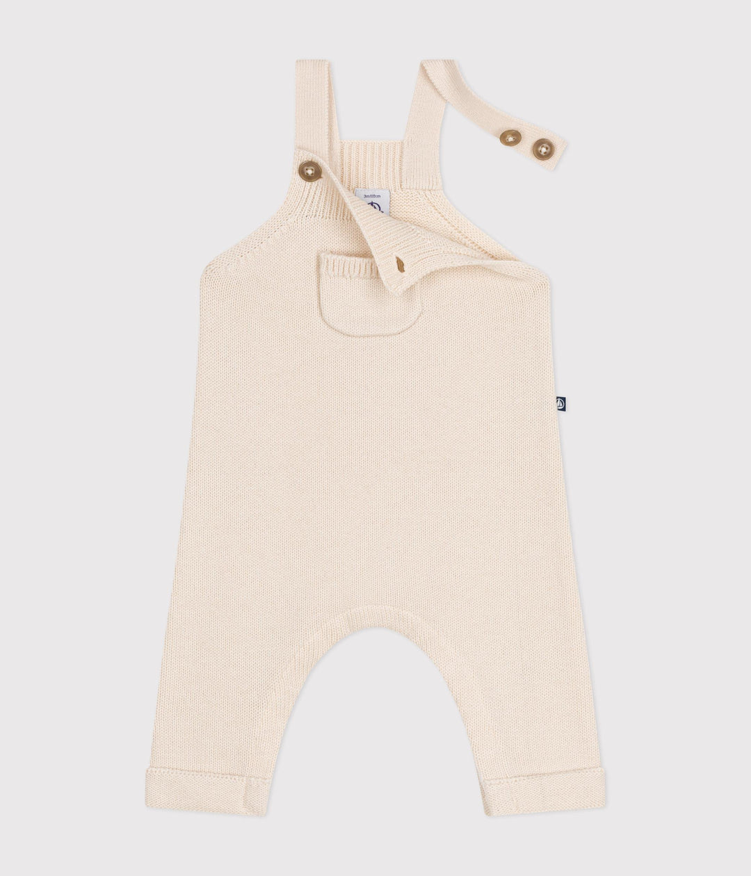 Salopette in maglia di lana e cotone beige