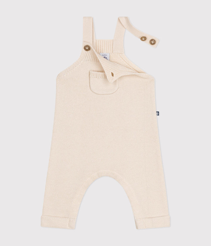 Salopette in maglia di lana e cotone beige