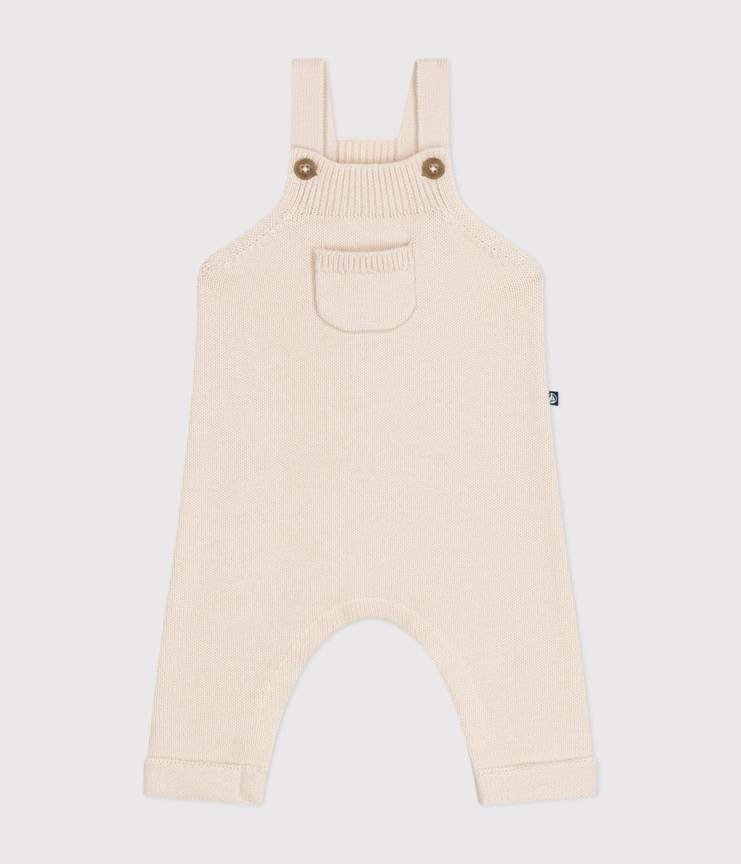 Salopette in maglia di lana e cotone beige