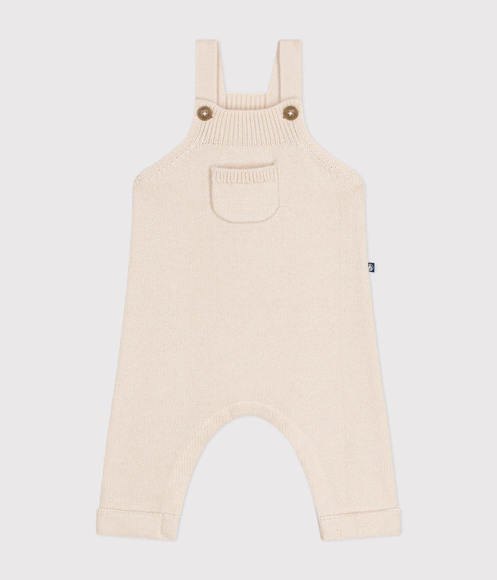 Salopette in maglia di lana e cotone beige