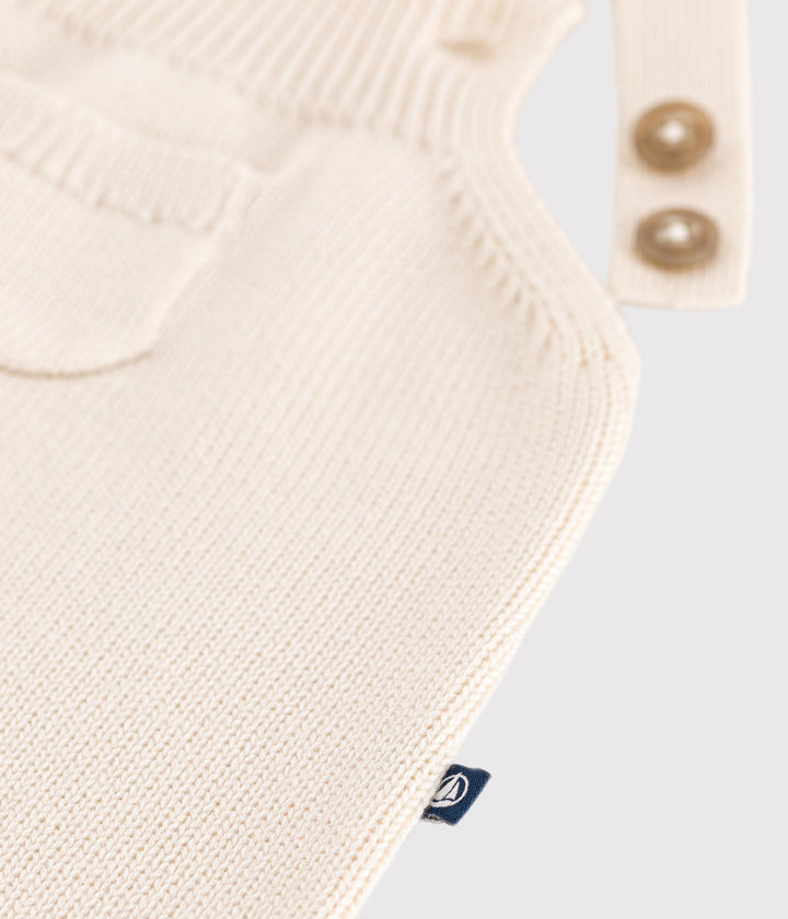 Salopette in maglia di lana e cotone beige