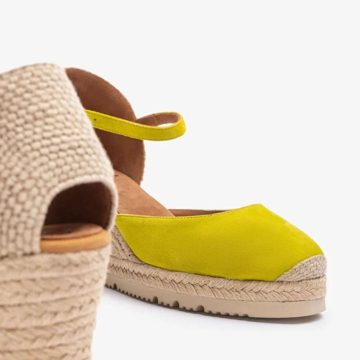 Sandali espadrillas con zeppa e laccetto color kiwi