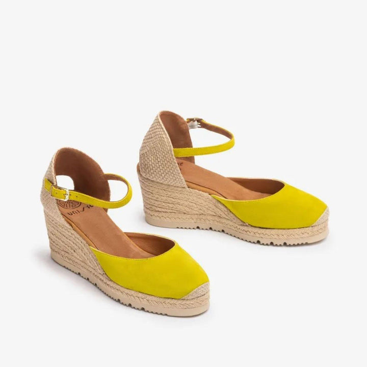 Sandali espadrillas con zeppa e laccetto color kiwi