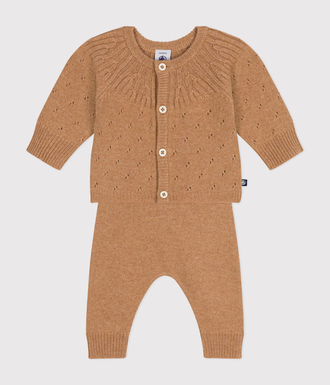 Set 2 pezzi in maglia neonato caramello