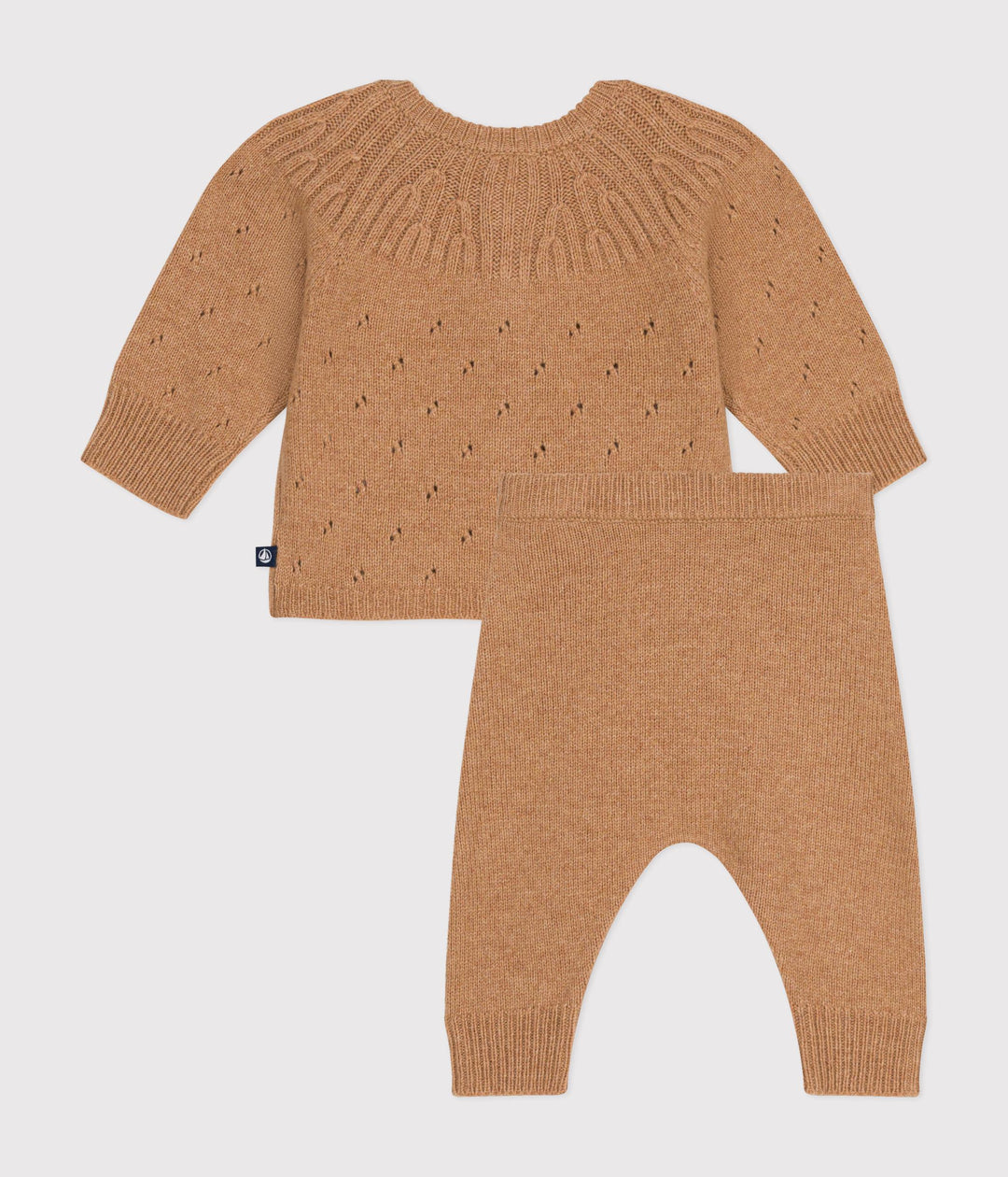 Set 2 pezzi in maglia neonato caramello