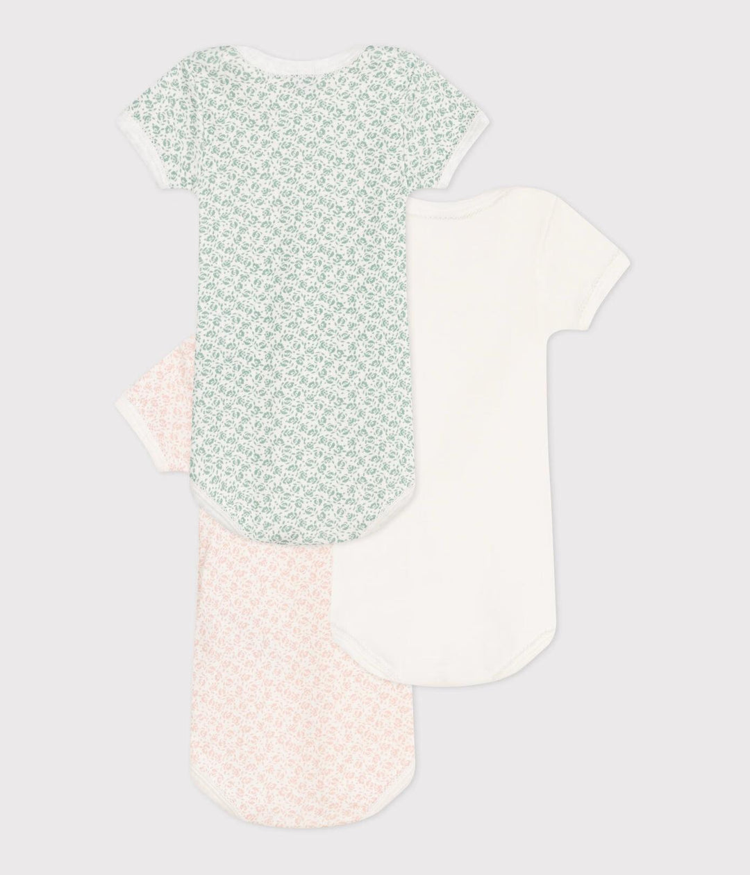 Set da 3 body a maniche corte in cotone a fiori neonato