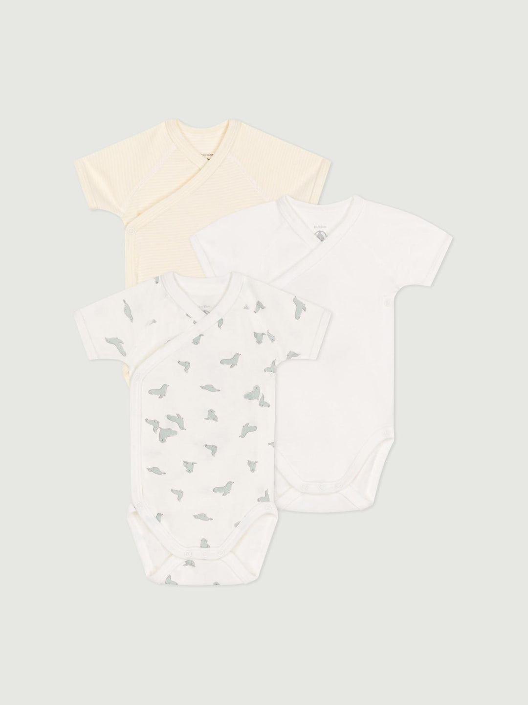 Set da 3 body a maniche corte in cotone con stampa
