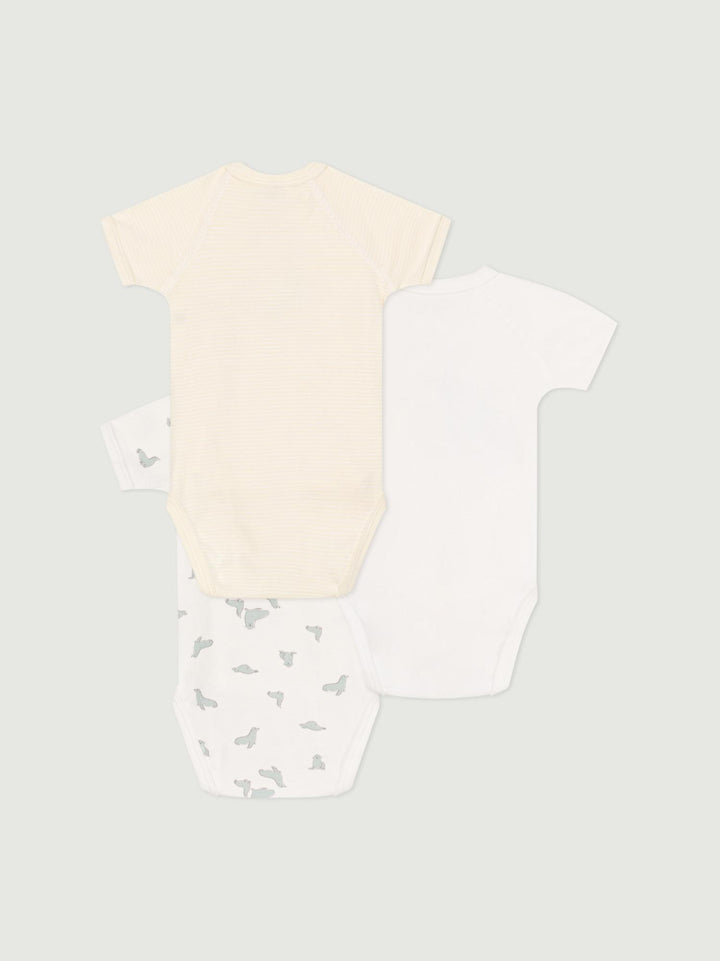 Set da 3 body a maniche corte in cotone con stampa