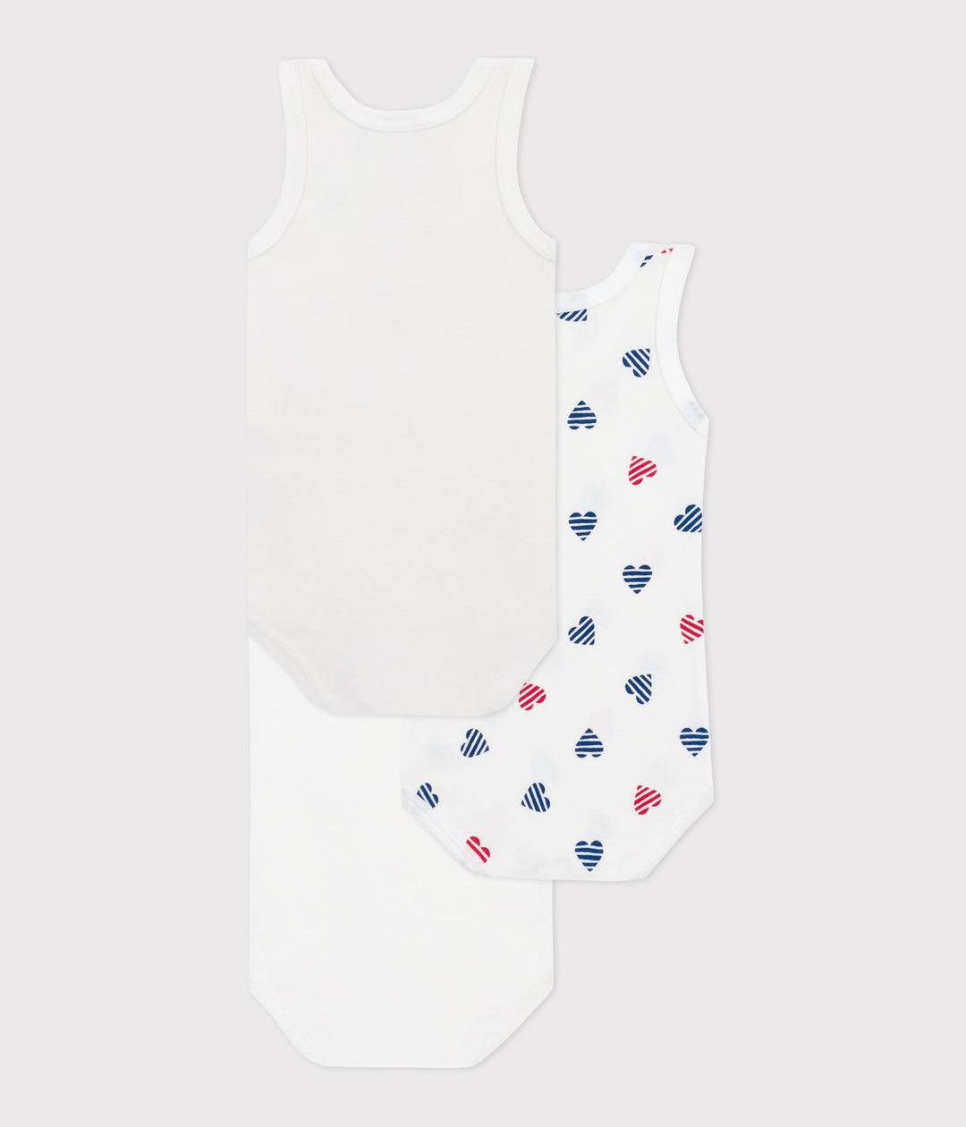 Set da 3 body senza maniche in cotone con cuori a righe bebè