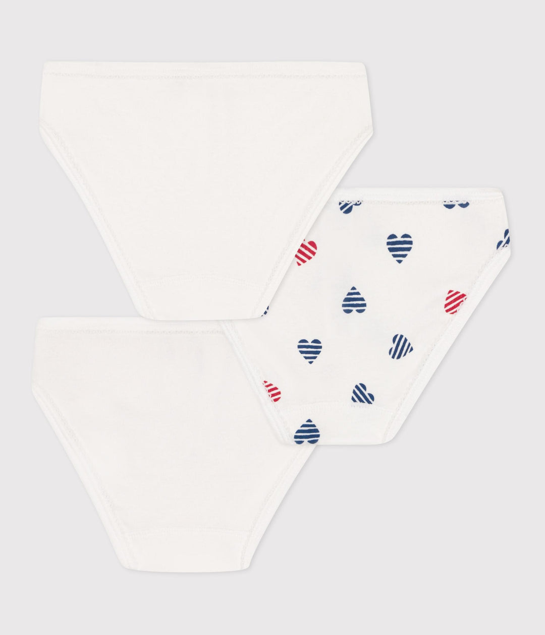 Set da 3 slip in cotone con cuori stampati bambina