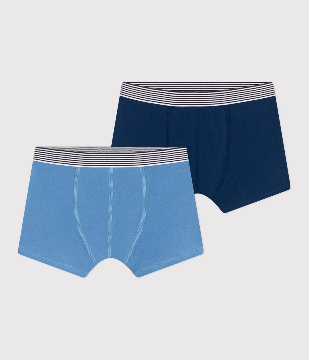 Set di 2 boxer in cotone ed elastan tinta unita bambino